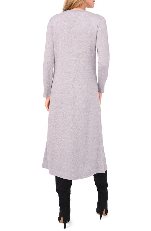Vince Camuto Metallic Exposed Center Seam Long Sleeve Midi Sweater Dress In Gray