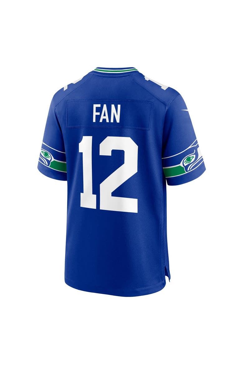 Men's Nike 12s Royal Seattle Seahawks Throwback Player Game Jersey, Alternate, color, Royal