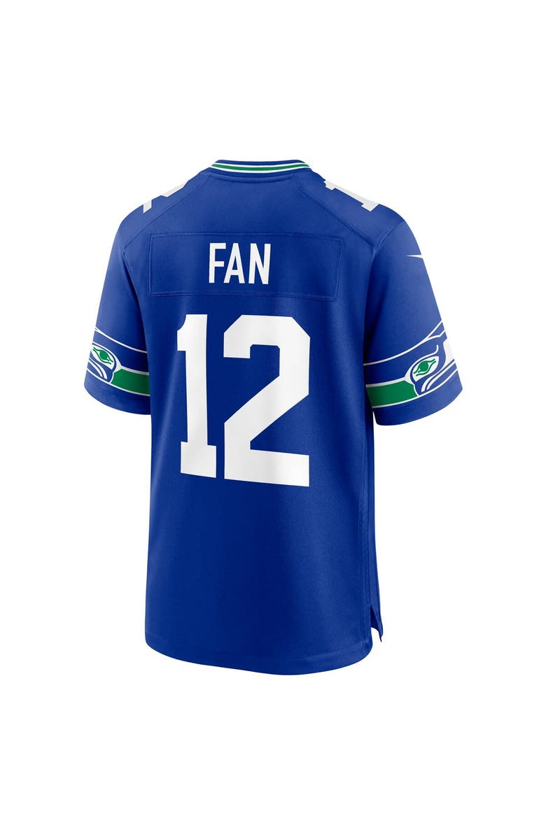 Nike Men's Nike 12s Royal Seattle Seahawks Throwback Player Game Jersey, Alternate, color, Royal