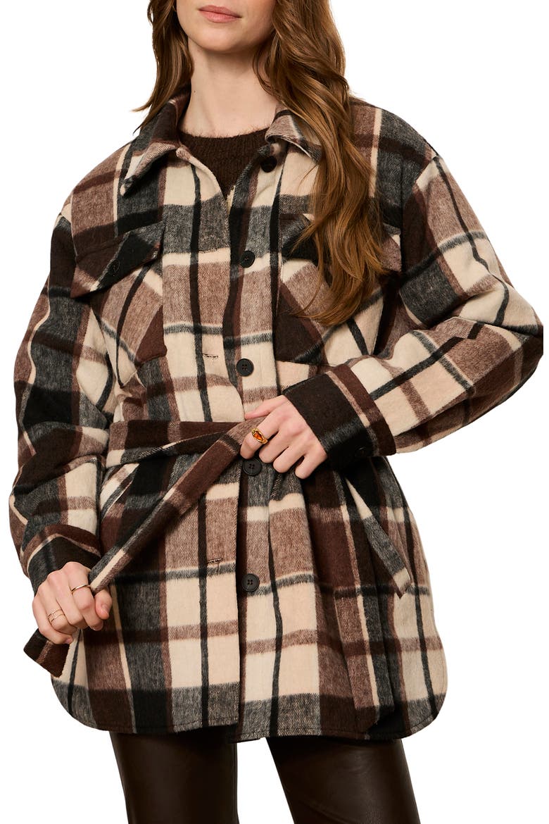 Locket Plaid Coat, Alternate, color, ESPRESSO BROWN MARTINI PLAID