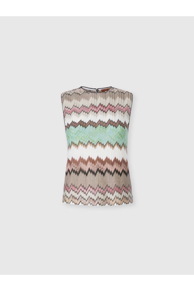 Sleeveless Crew-neck Top In Viscose Lamé With Snake Motif, Main, color, Multicoloured