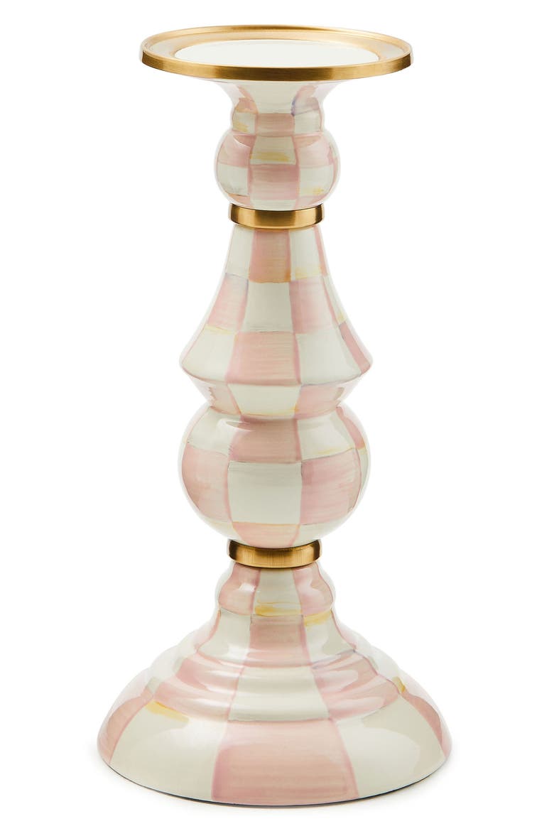Rosy Check Large Pillar Candleholder, Main, color, ROSY