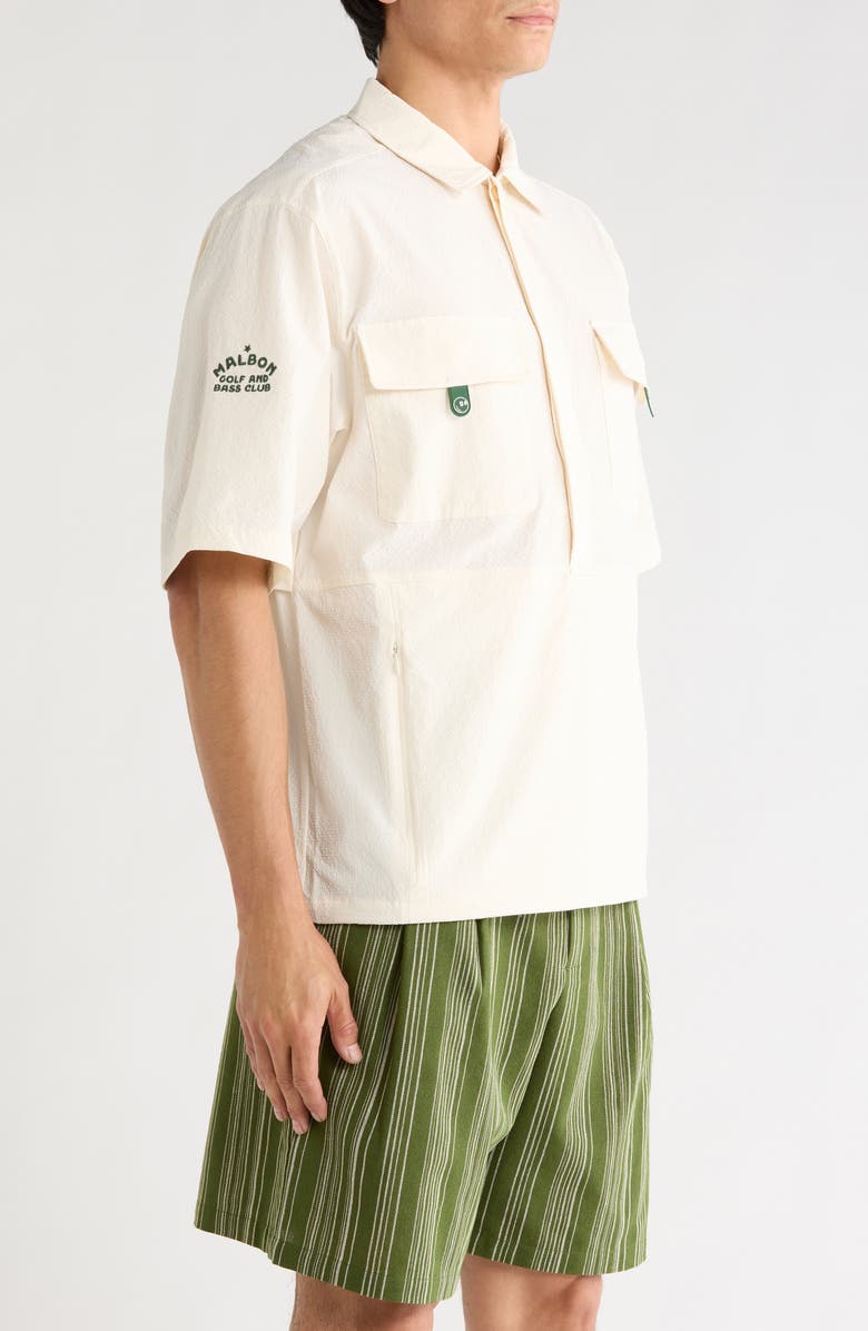 MALBON Bass Club Seersucker Popover Windshirt, Alternate, color, Ivory