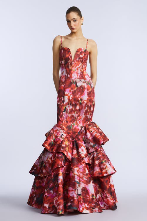 Bcbg Ruffle Ball Gown In Brown