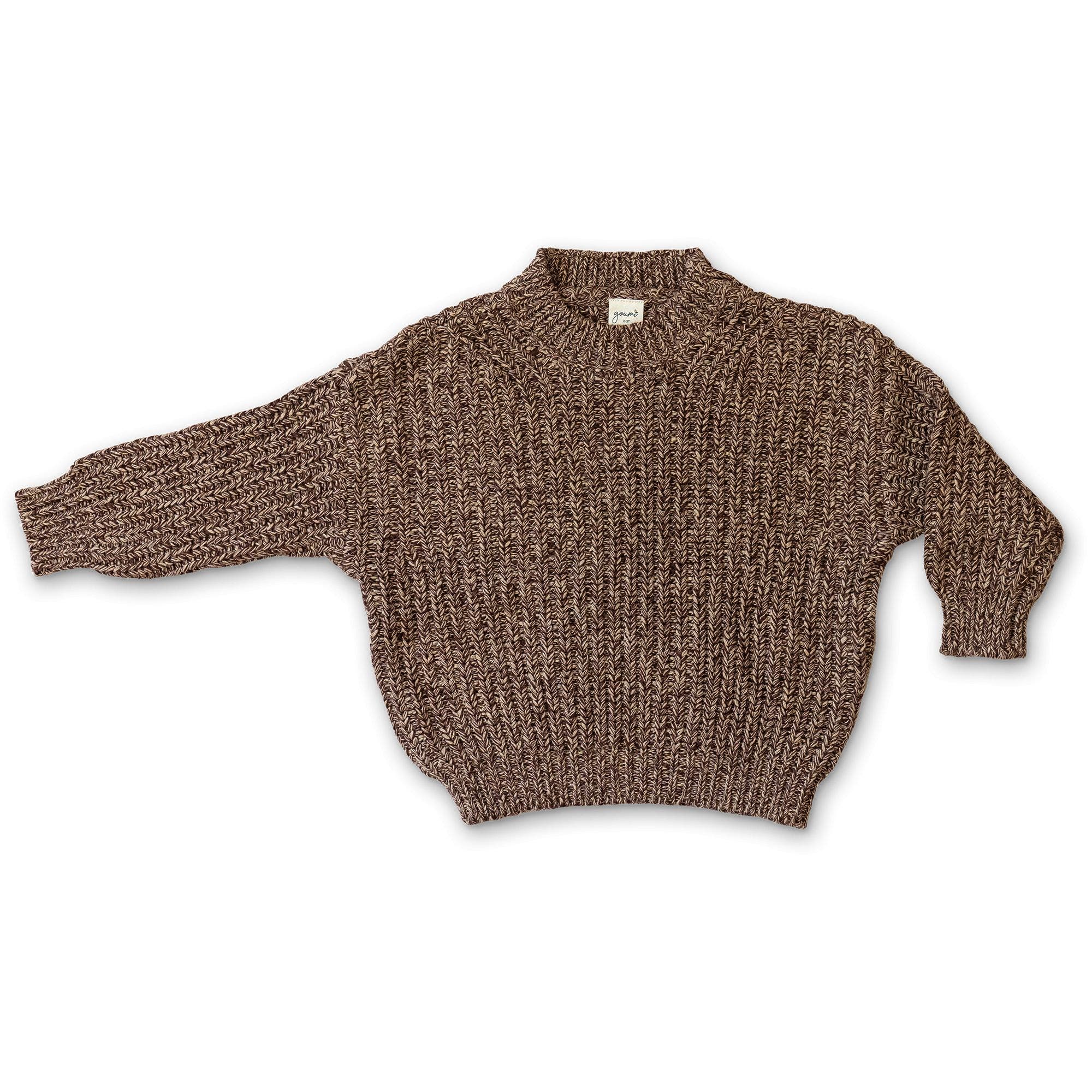 Goumikids Goumi Organic Cotton Chunky Knit Sweater In Brown