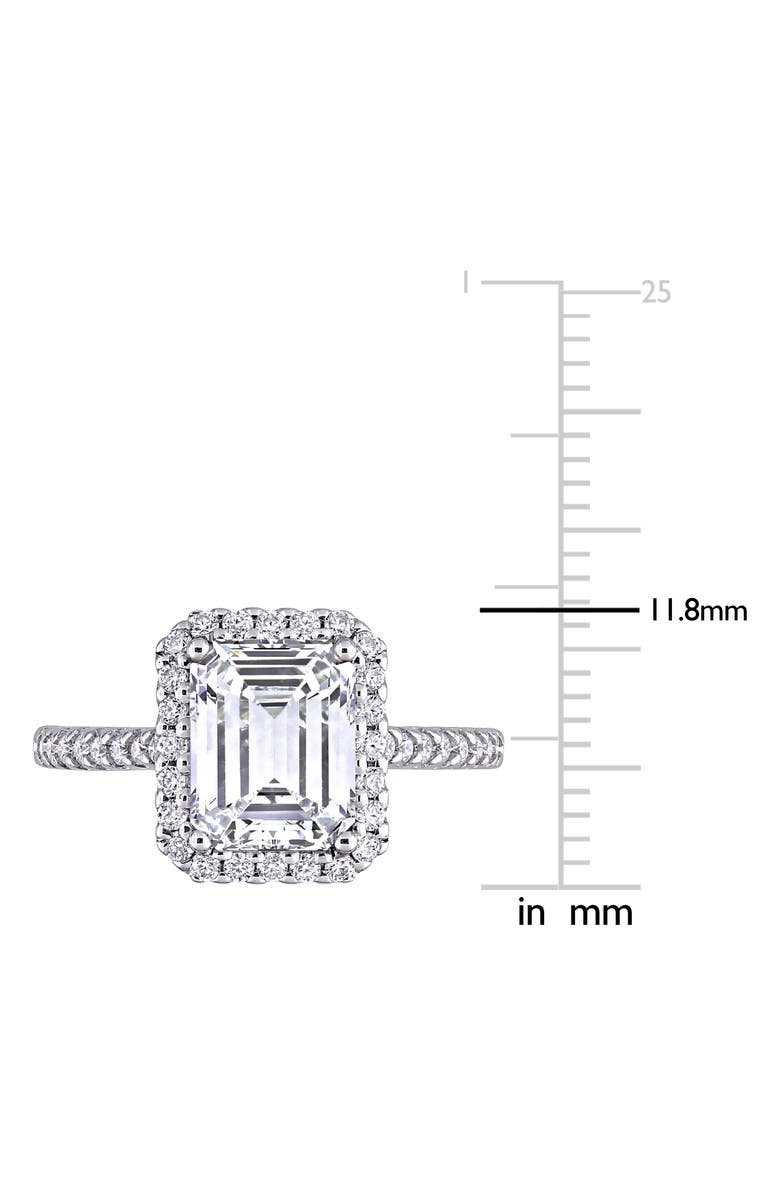 DELMAR 10K White Gold Emerald Cut Created Moissanite Engagement Ring, Alternate, color, White