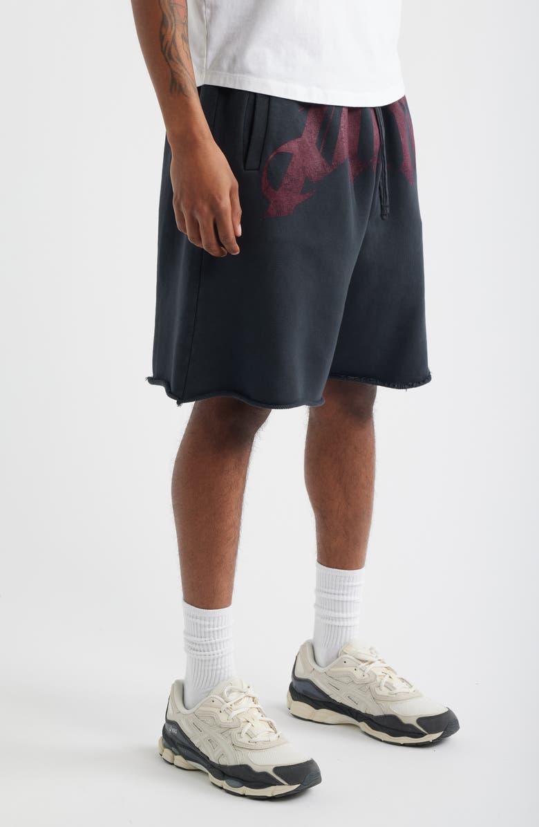 Palm Angels Big Logo Graphic Sweat Shorts, Alternate, color, Black Burgundy