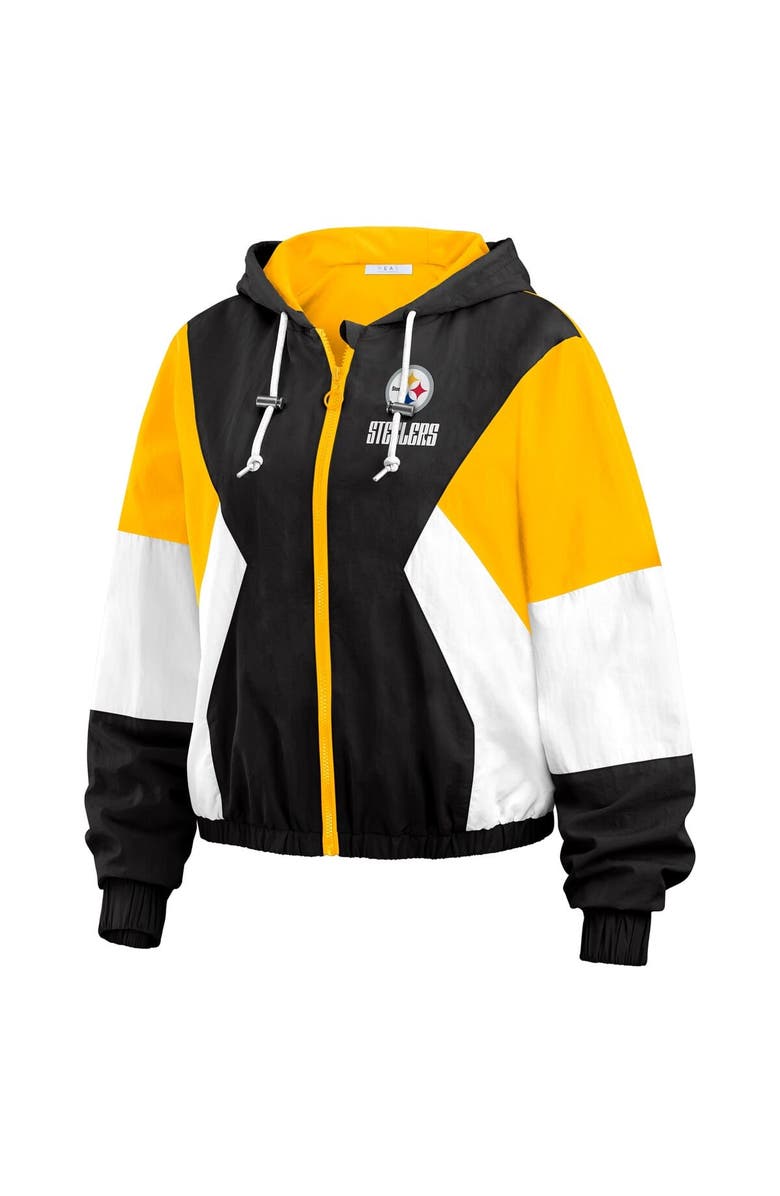 WEAR by Erin Andrews Women's WEAR by Erin Andrews Black Pittsburgh Steelers Color Block Full-Zip Windbreaker Jacket, Alternate, color, Black