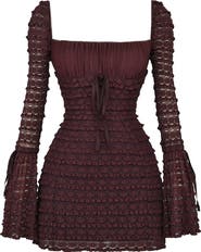 HOUSE OF CB Marisa Ruffle Long Sleeve Tiered Minidress