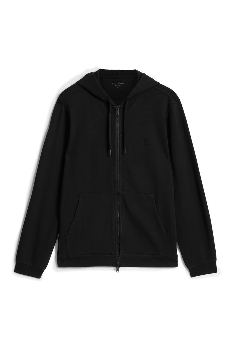 Cotton Double Knit Zip Hoodie, Alternate, color, BLACK