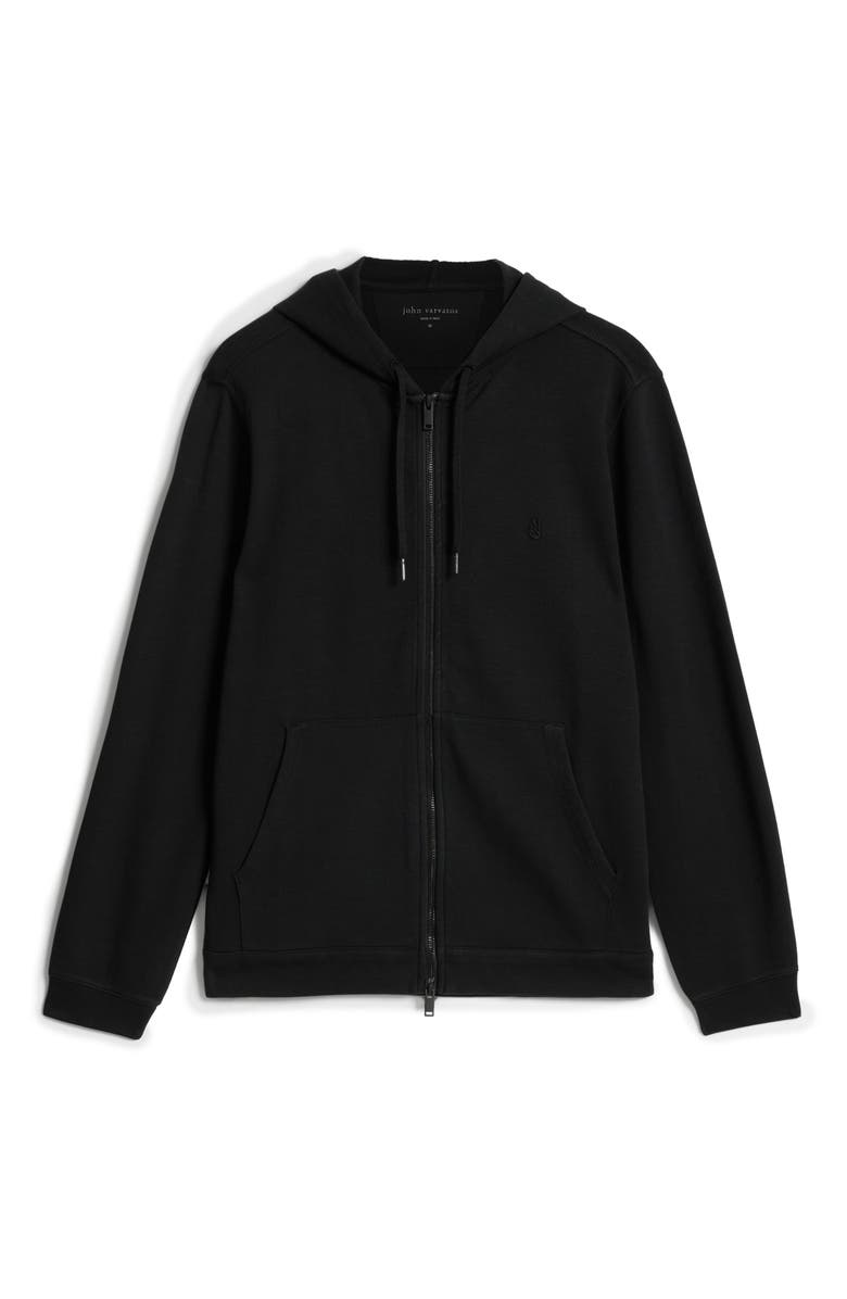 John Varvatos Cotton Double Knit Zip Hoodie, Alternate, color, Black
