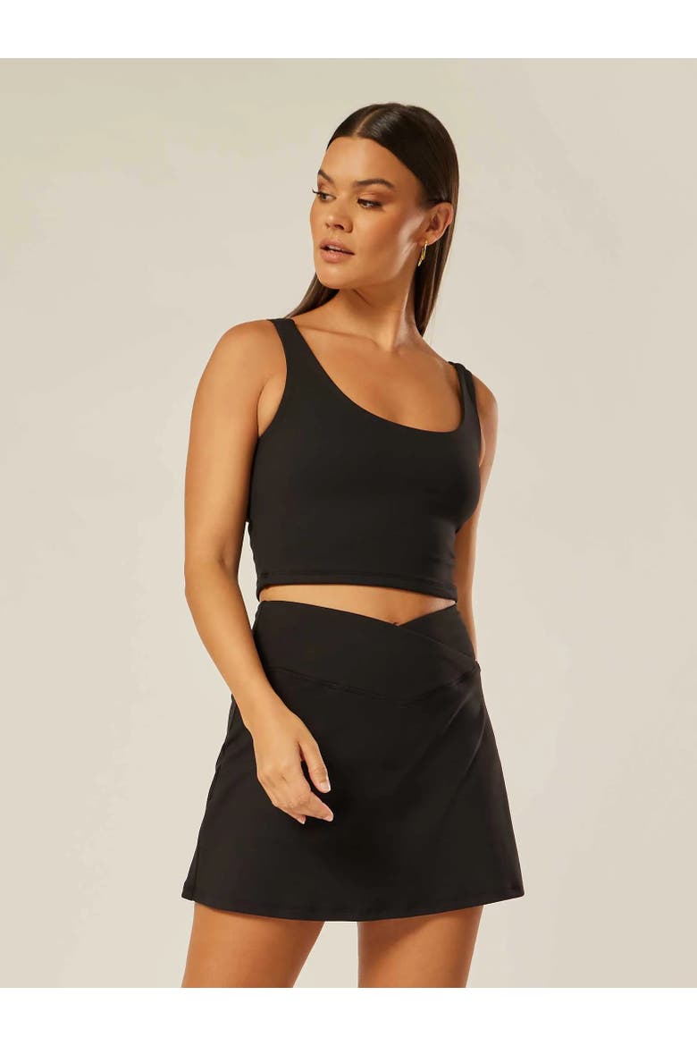 Stretch Scoop Neck Twist-Back Vest, Alternate, color, Black