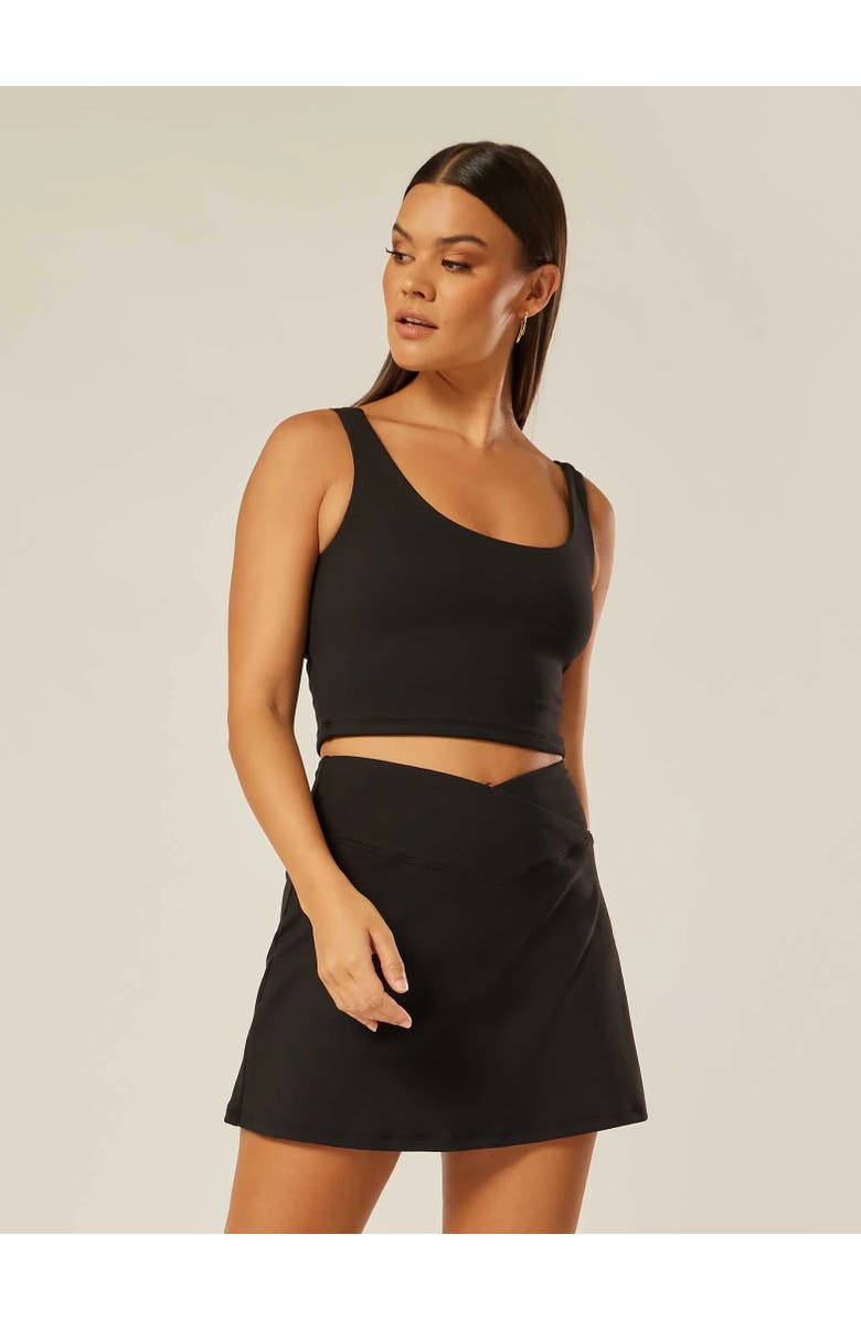 Be Athletica Stretch Scoop Neck Twist-Back Vest, Alternate, color, Black