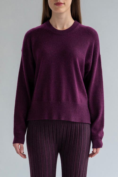 Sskein Crew Neck Boxy Pullover In Aubergine