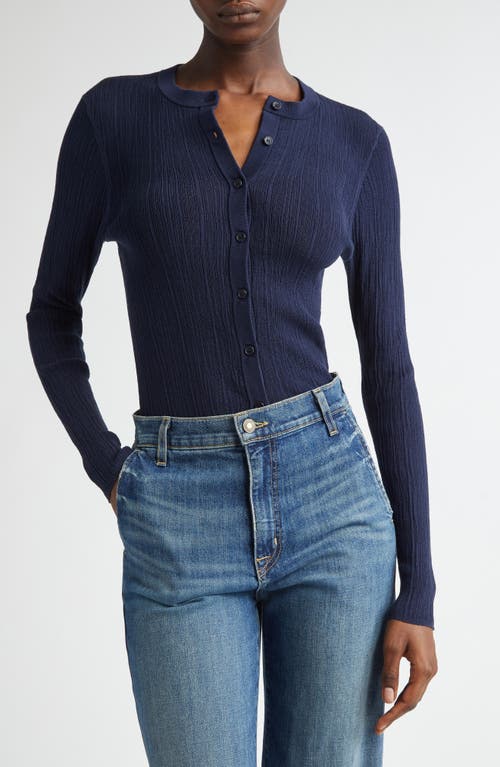 A.l.c . Fisher Rib Cardigan In Navy