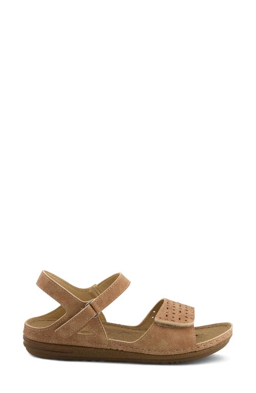 Flexus By Spring Step Perforated Wedge Sandal In Camel