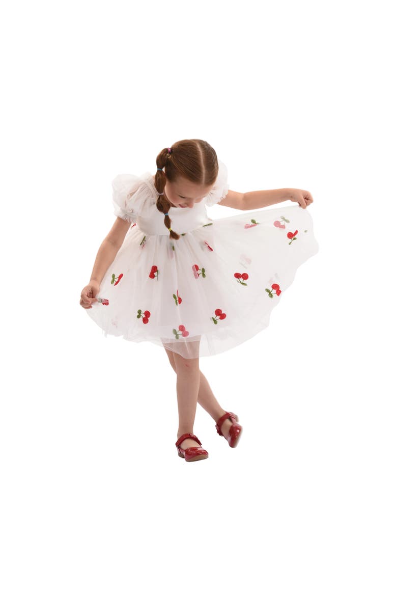Elysande Cherry Tulle Dress, Alternate, color, White