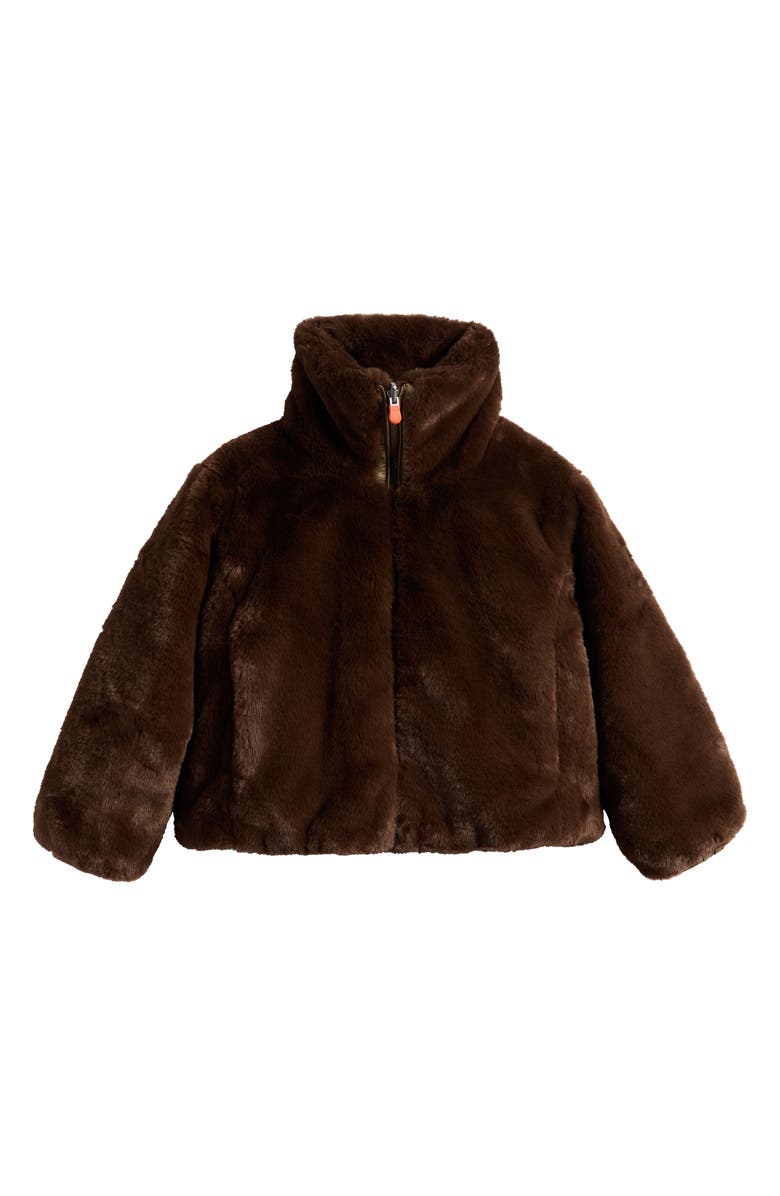 Save The Duck Kids' Ceri Reversible Faux Fur Puffer Jacket, Main, color, Teddy Brown