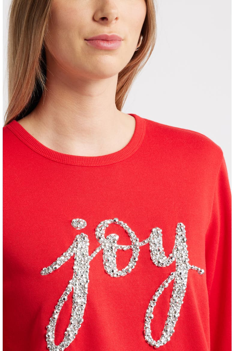 Joy Embellished Crewneck Sweatshirt, Alternate, color, RED- SILVER JOY