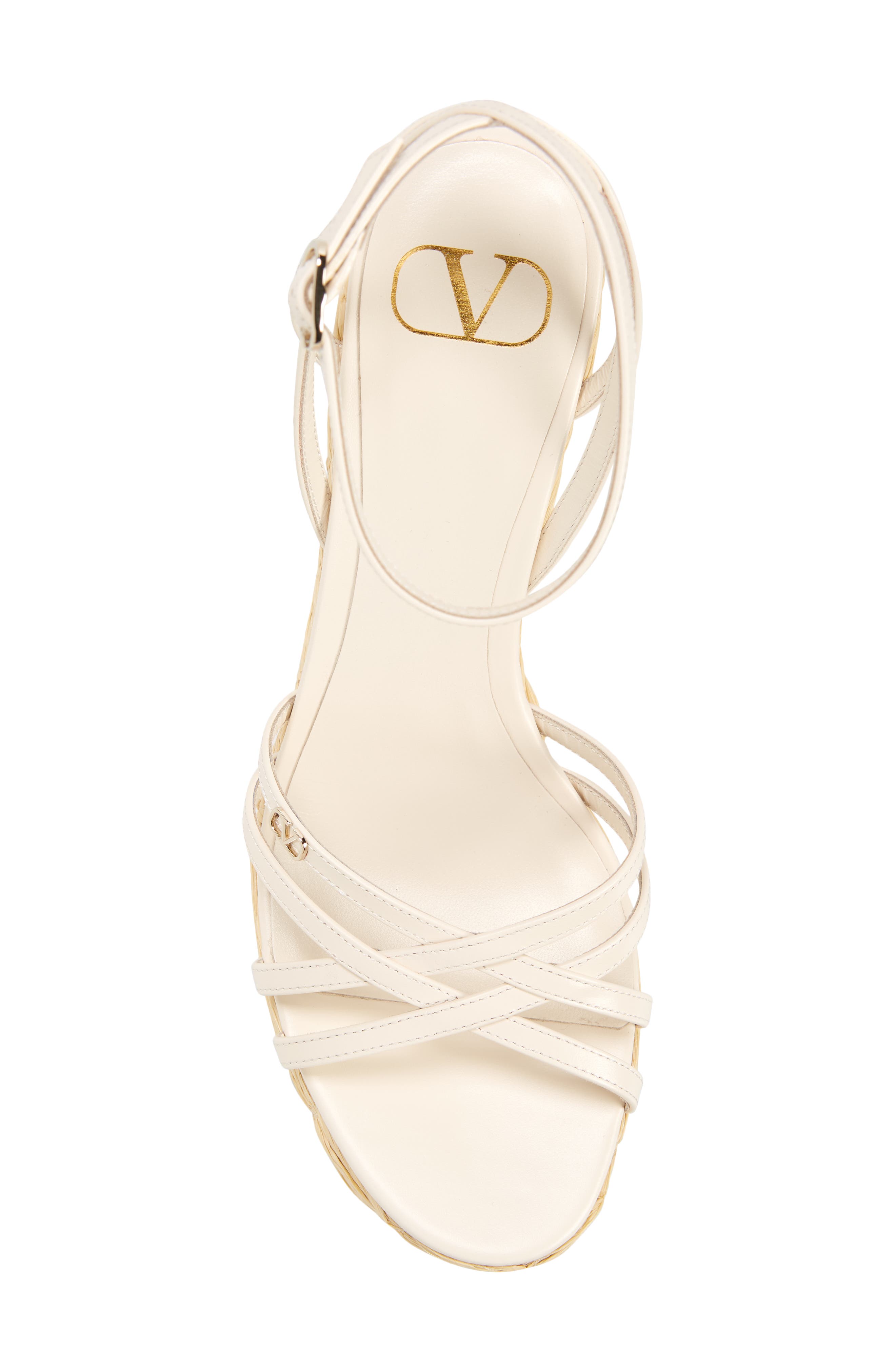 Valentino Garavani Raflower Platform Wedge Sandal, Alternate, color, Light Ivory/ Naturale