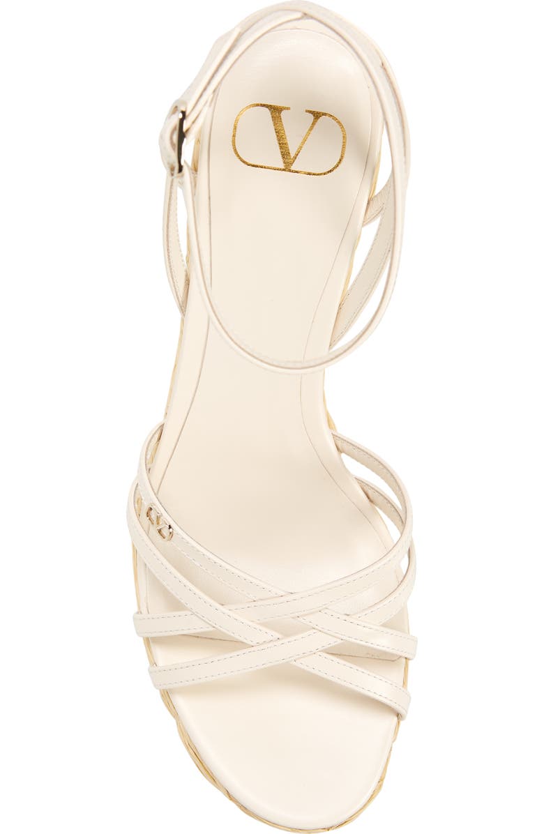 Valentino Garavani Raflower Platform Wedge Sandal, Alternate, color, Light Ivory/ Naturale