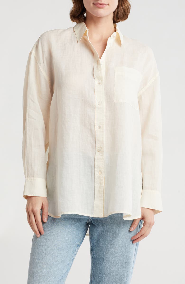 Madewell The Oversized Ramie Button-Up Shirt, Main, color, Antique Cream