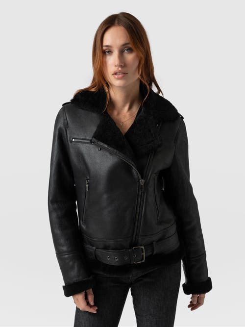 Saint And Sofia Saint + Sofia Spitfire Shearling Jacket In Black