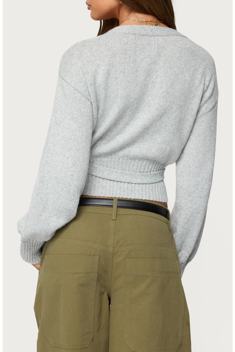 Stella Crop Faux-Wrap Sweater, Alternate, color, GRAY-MELANGE