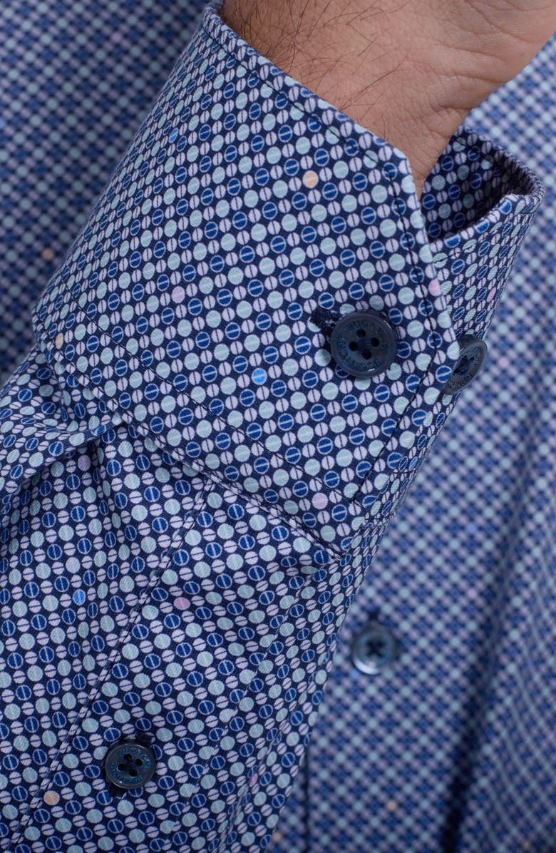 Bugatchi Devon OoohCotton<sup>®</sup> Geo Print Button-Up Shirt, Alternate, color, Menthol