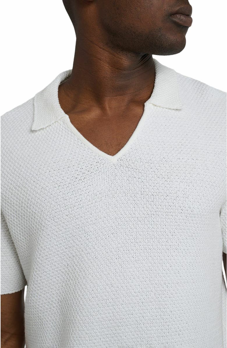 Onia Cotton Crochet Johnny Collar Polo, Alternate, color, White