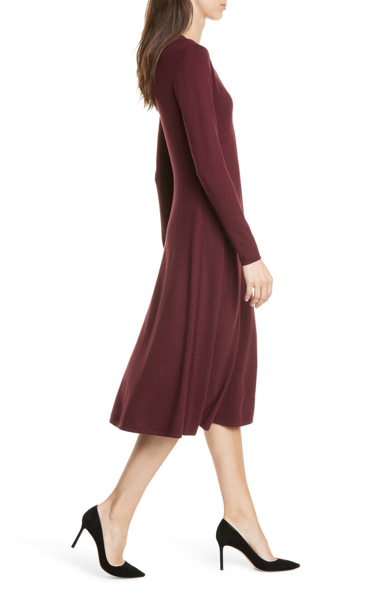 Lewit t Long Sleeve V-Neck Midi Sweater Dress, Alternate, color, 