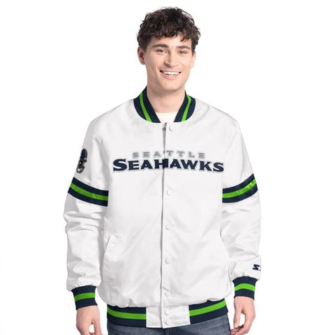 Men's Starter  White Seattle Seahawks Scout Full-Snap Varsity Jacket
