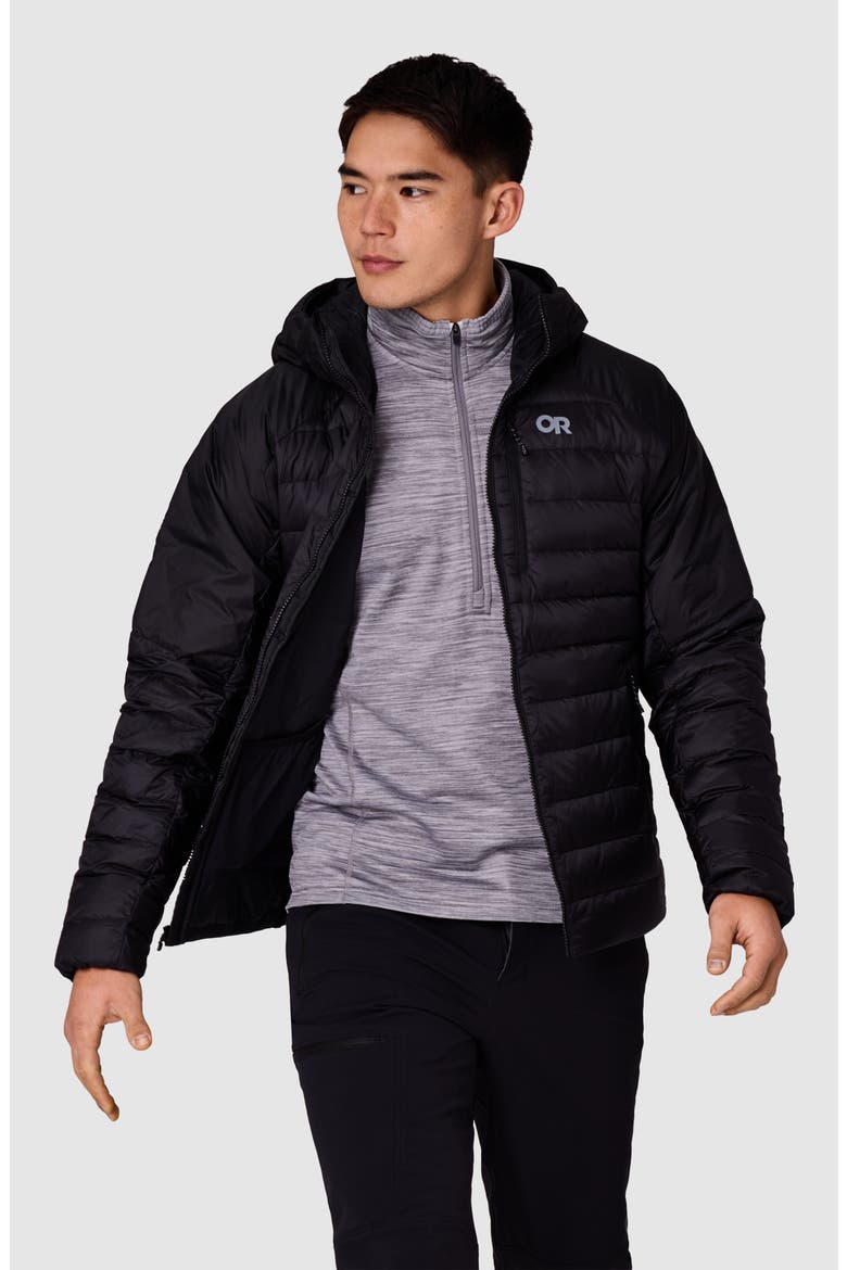 Helium 800-Fill-Power Down Hoodie, Alternate, color, BLACK