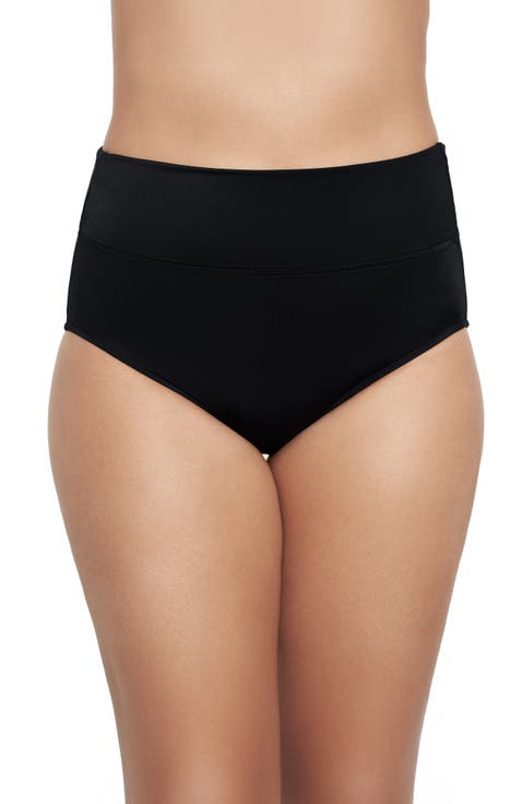 Wide Waistband Yoke-Top Control Swim Brief