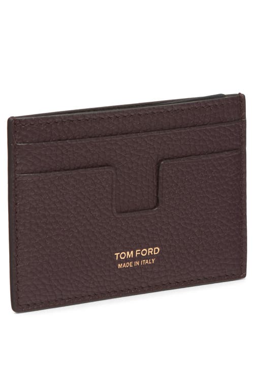 Tom Ford T-line Soft Grain Leather Card Holder In Brown