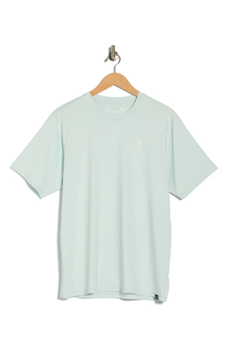 Hurley Icon Hybrid UPF Short Sleeve Rashguard, Alternate, color, Topaz Mist