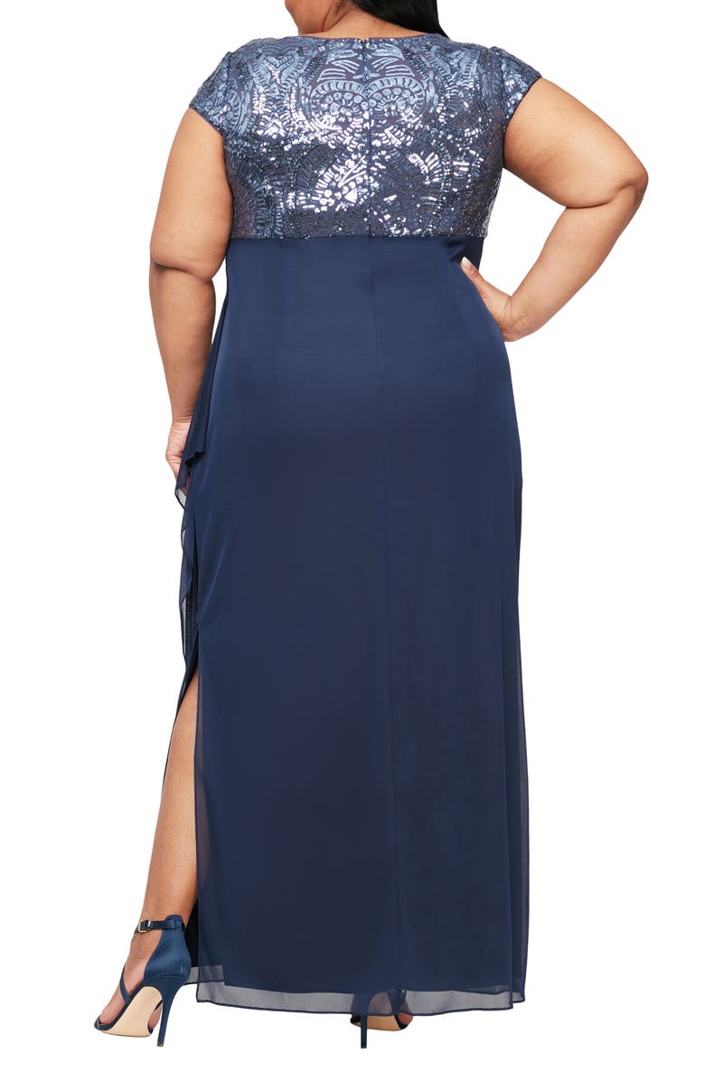 Alex Evenings Sequin Lace & Ruched Chiffon Gown, Alternate, color, 