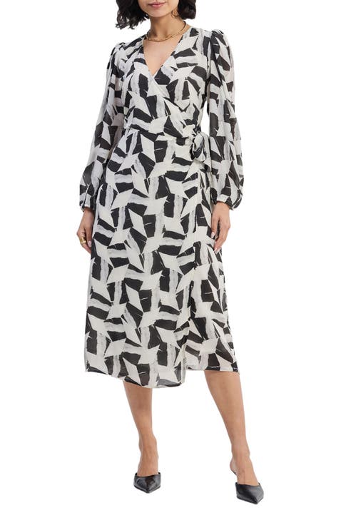 Midi Wrap Dress in Abstract Mosaic