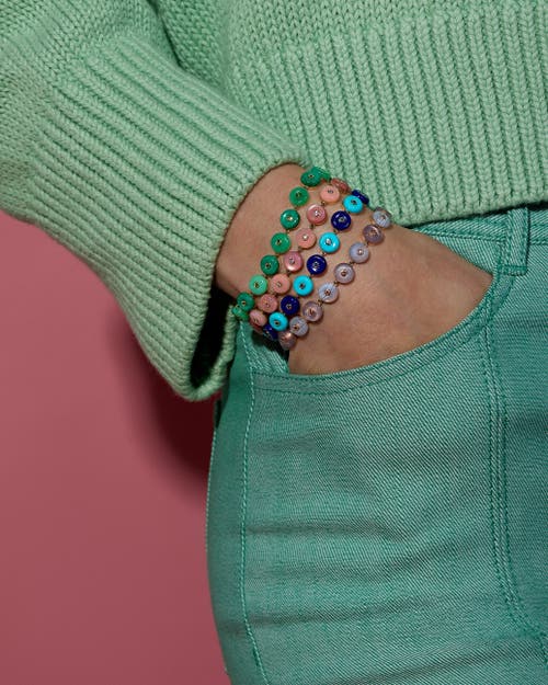 Campbell + Charlotte Evolve Stone Inlay Bracelet In Pink