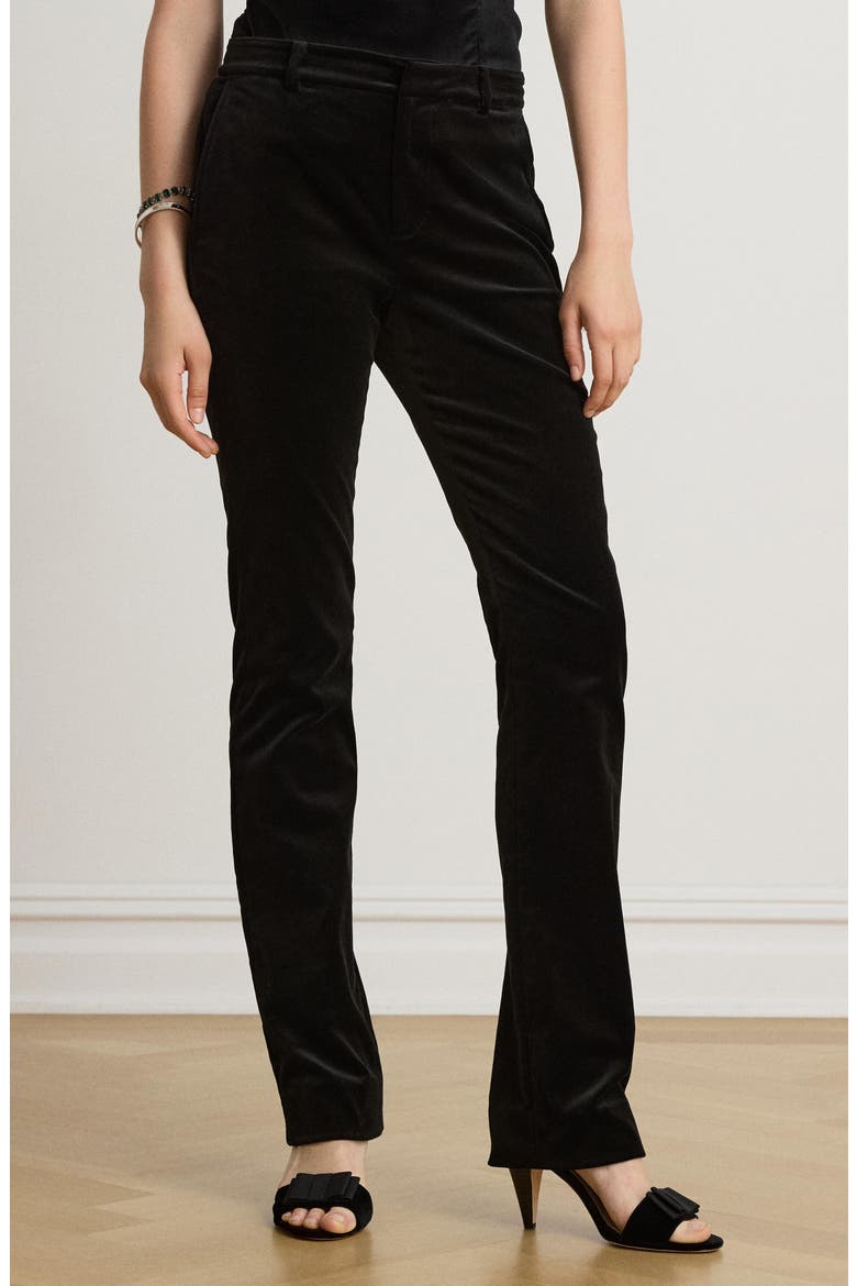 Soft Stretch Velvet High Waist Straight Leg Pants, Alternate, color, BLACK VELVET
