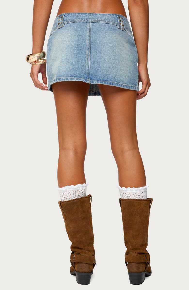 EDIKTED Tory Western Denim Miniskirt, Alternate, color, Blue