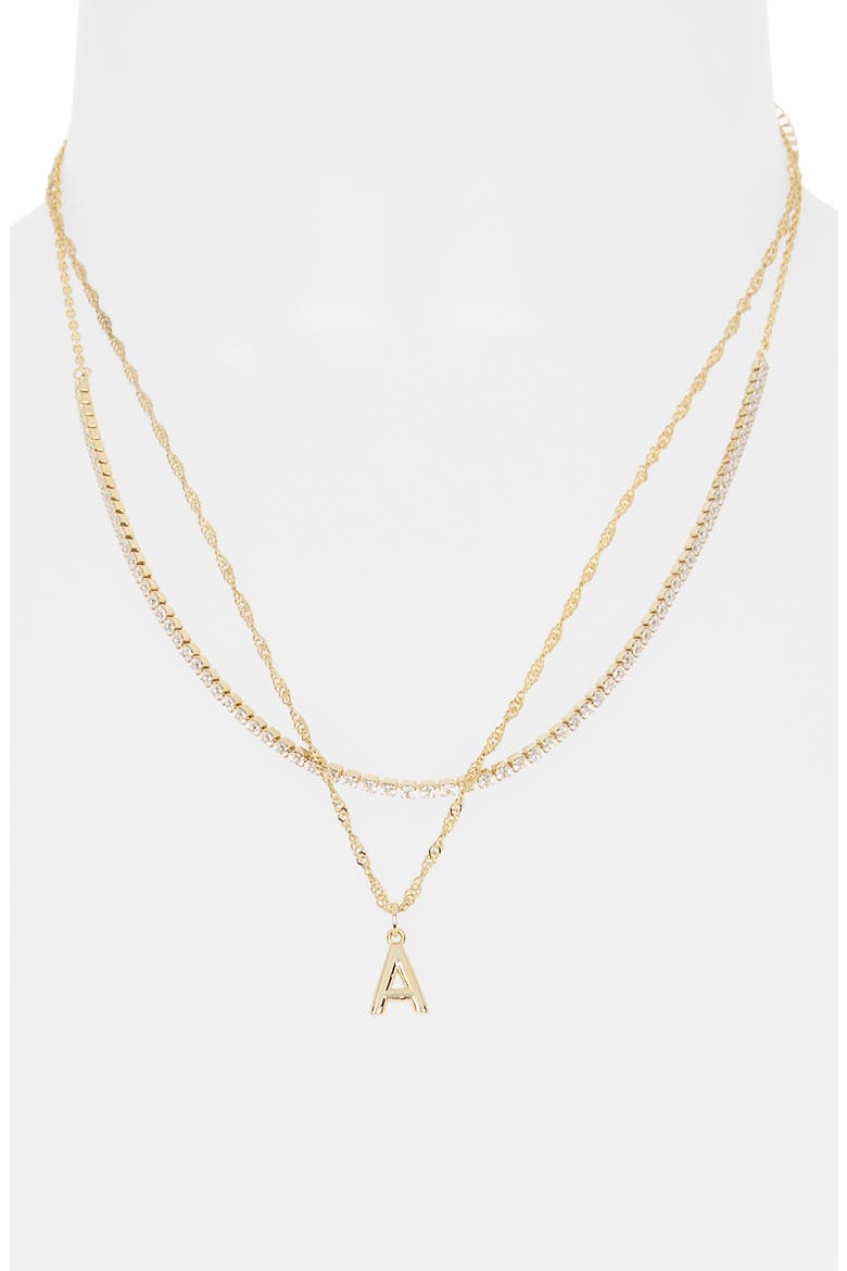 Initial & Cubic Zirconia Necklace Set, Alternate, color, A- CLEAR- GOLD