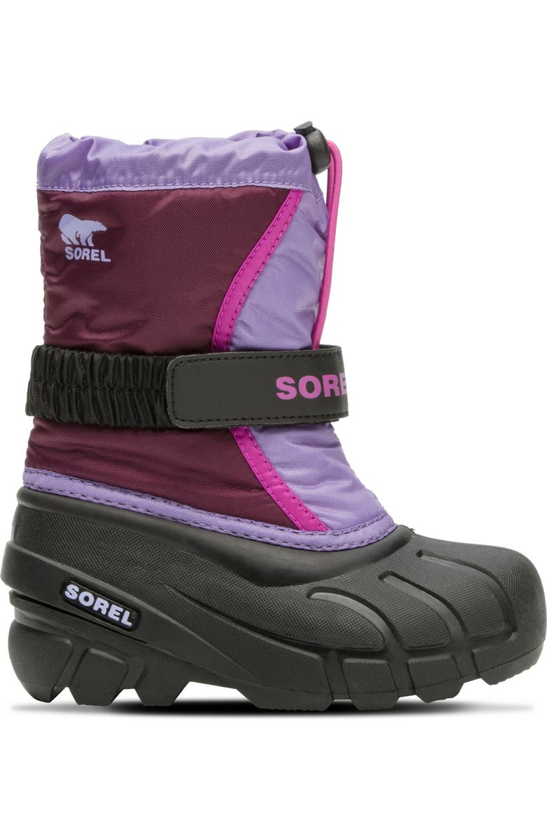 SOREL Kids' Flurry Waterproof Snow Boot, Alternate, color, Purple Dahlia/ Paisley Purple