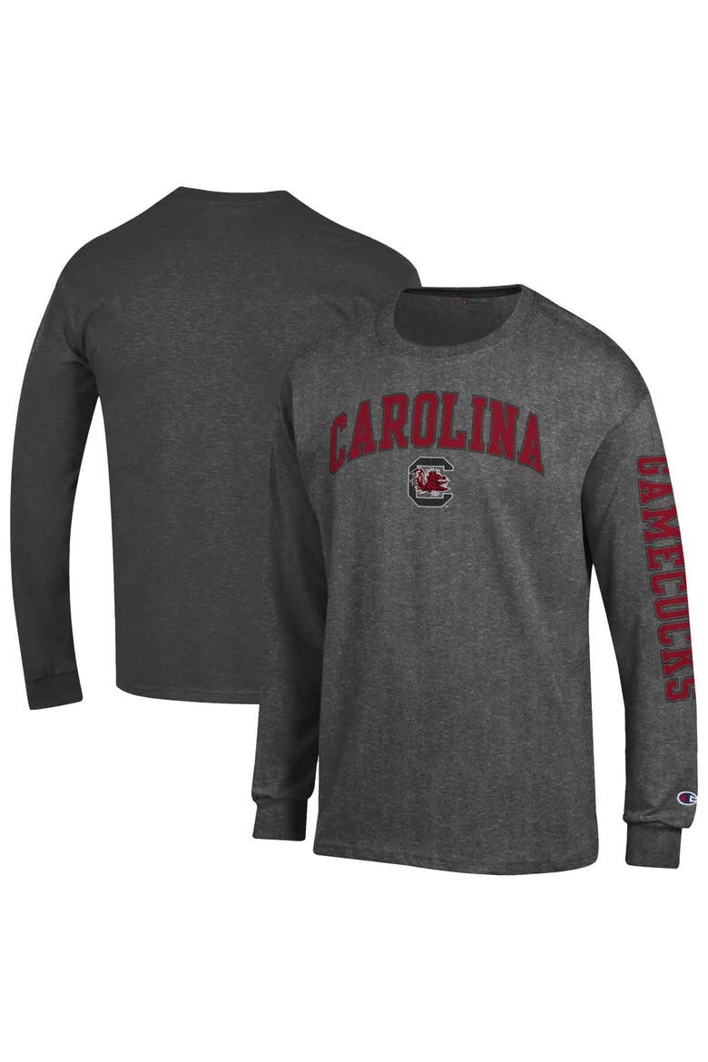 Men's Champion  Charcoal South Carolina Gamecocks Arch Over Logo 2-Hit Long Sleeve T-Shirt, Main, color, Charcoal