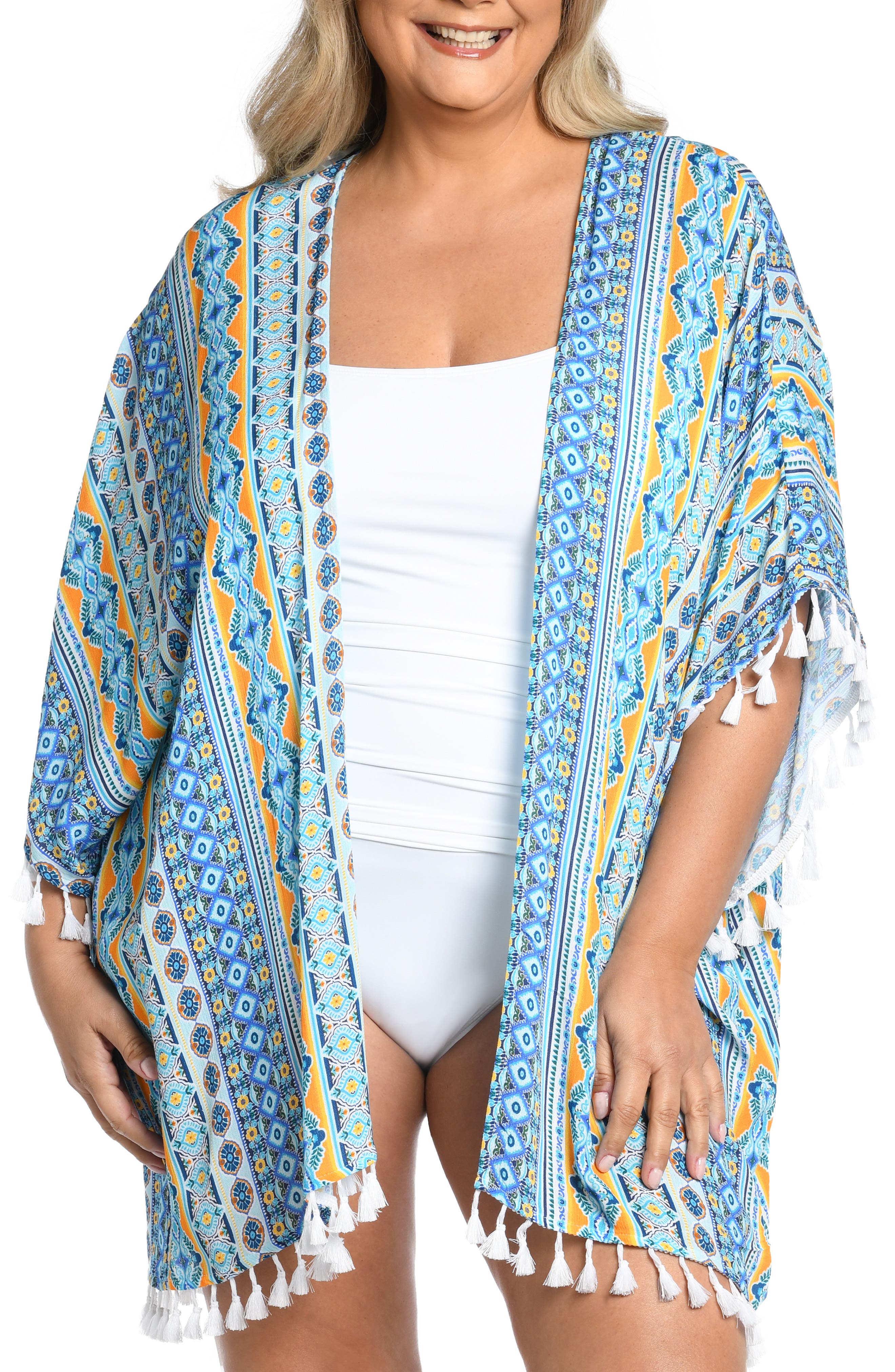 La Blanca Scarf City Tassel Trim Cover-Up