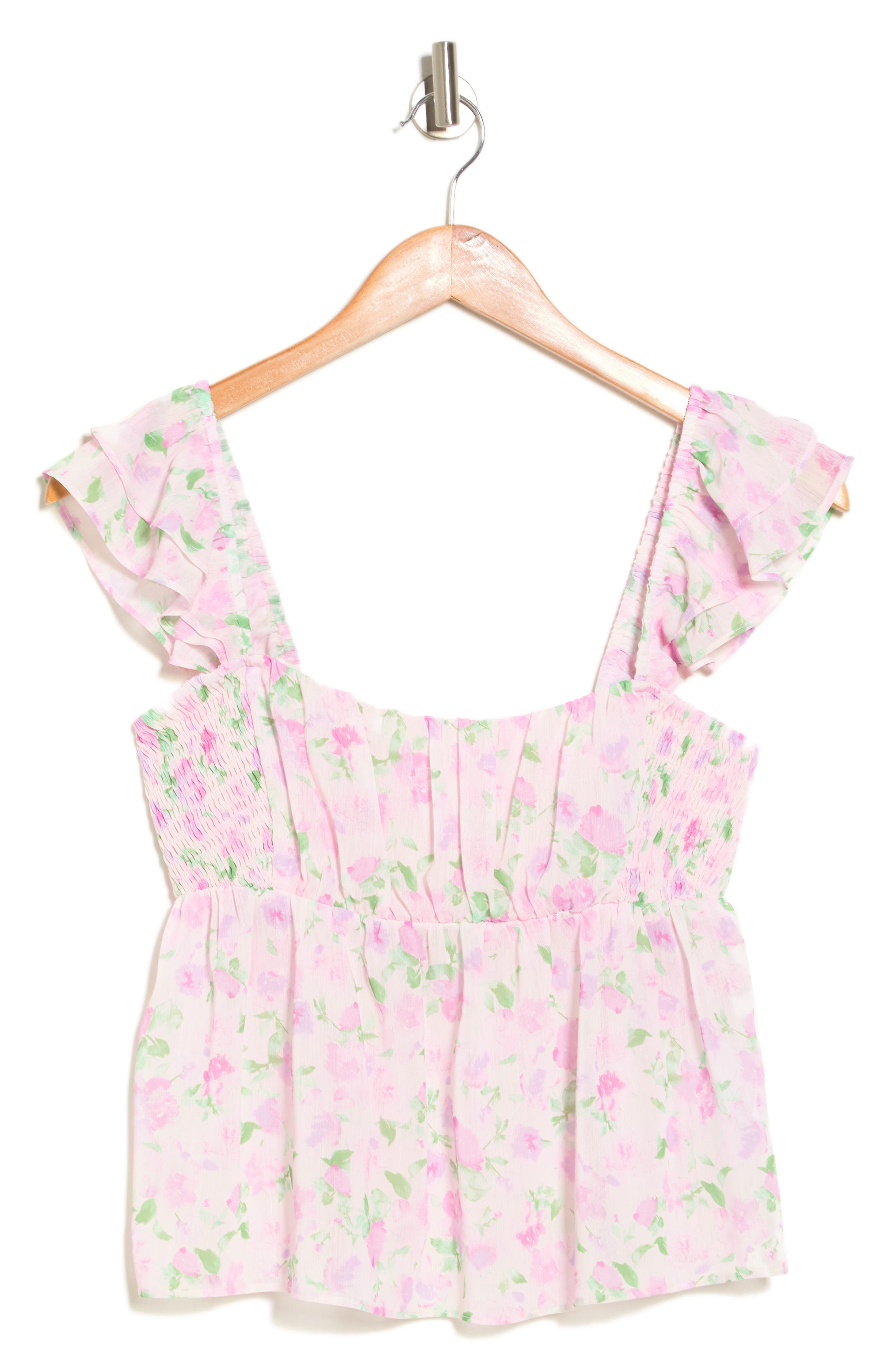 Elodie Ruched Bust Ruffle Sleeve Top (Women) | Nordstromrack