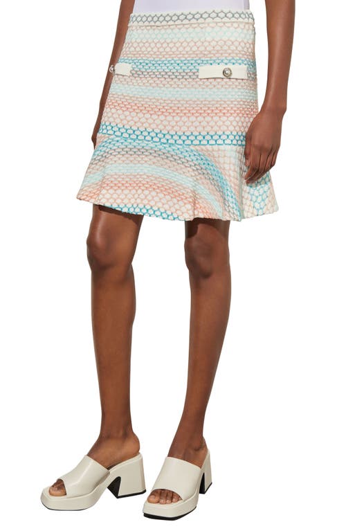 Ming Wang Flounce Miniskirt In White/coral Sand/oceanfront