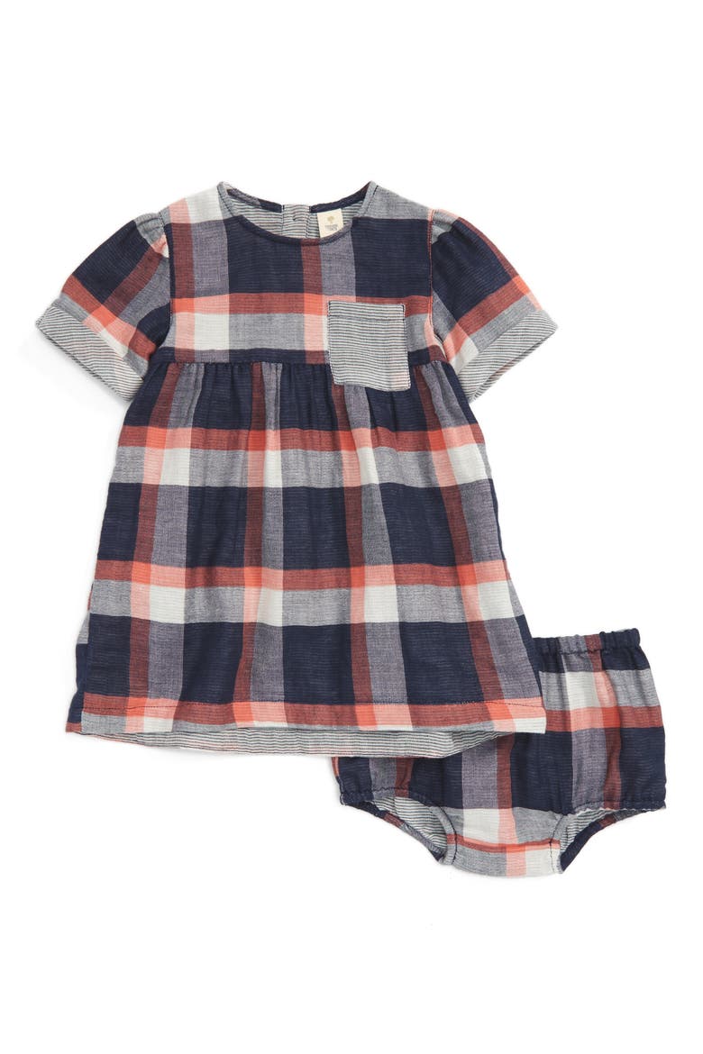 Plaid Short Sleeve Dress, Alternate, color, NAVY PEACOAT- PINK PLAID