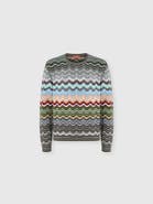 Missoni Crew-neck Cotton And Viscose Chevron Pullover With Greek Motif