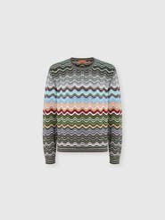 Missoni Crew-neck Cotton And Viscose Chevron Pullover With Greek Motif